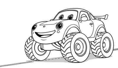 Un simpático coche de carreras listo para colorear en su placa de color.