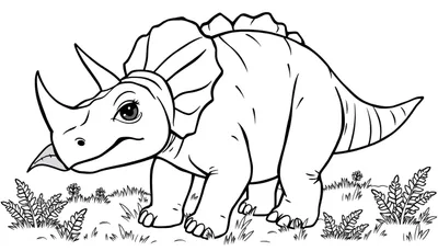 Placa de color de un triceratops amigable