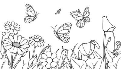 Placa de color de mariposas y flores para colorear