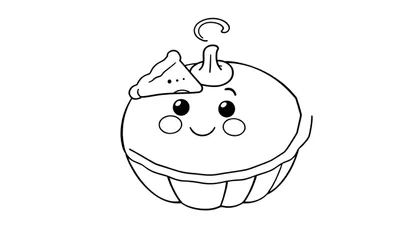 Placa de color de un cupcake sonriente.