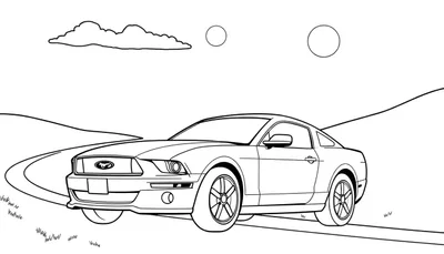 Un coche Ford Mustang clásico a todo color para colorear.