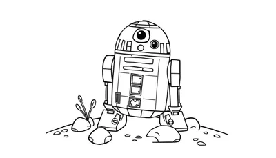 Placa de color de R2-D2 en blanco y negro.