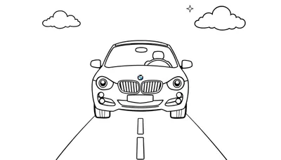 Un coche BMW para colorear, con la placa de color lista para pintar.