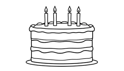 Placa de color de un pastel de cumpleaños con cuatro velas encendidas.