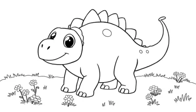 Dinosaurio Stegosaurus de dibujos animados para colorear, mostrando su placa de color dorsal.