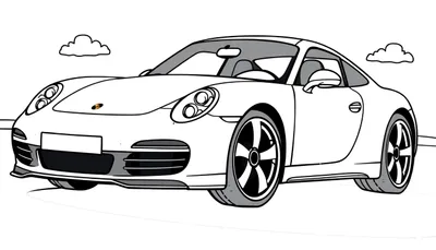 Un coche deportivo Porsche para colorear en la placa de color