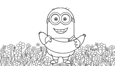 Placa de color de un Minion sonriendo con un plátano.