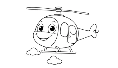 Placa de color de un helicóptero amigable con cara sonriente.