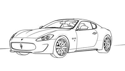 Una placa de color de un coche deportivo Maserati listo para colorear.