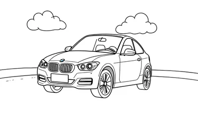 Un coche BMW para colorear, listo para añadirle tu placa de color.