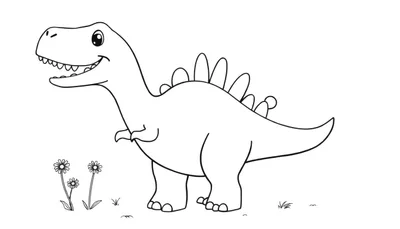 Un lindo dibujo de estegosaurio listo para colorear con sus placas.
