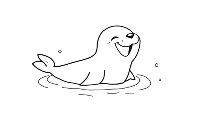 Una foca sonriente lista para colorear en la placa de color.