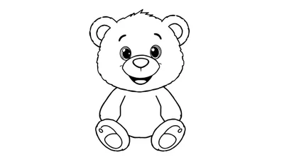 Un oso de peluche sonriente para colorear, una placa de color perfecta para niños.