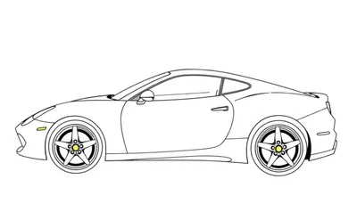 Placa de coche deportivo rojo Ferrari para colorear, con contorno blanco y negro.