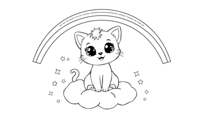 Un lindo gatito listo para colorear en una placa de color.