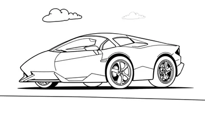 Placa de color de un coche deportivo Lamborghini para colorear.