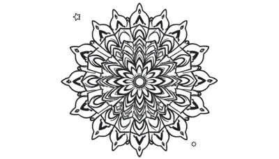Placa de color con un mandala abstracto en blanco y negro para colorear.