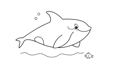 Orca amigable lista para colorear en su placa de color.