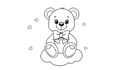Placa de color de un oso de peluche tierno en una nube.