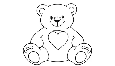 Oso de peluche sonriente con un corazón para colorear, parte de una placa de color.