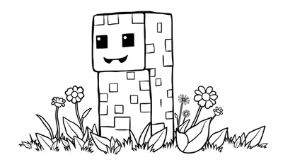 Placa de color de un personaje Slime de Minecraft con flores.