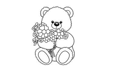 Placa de color de un oso de peluche con flores.