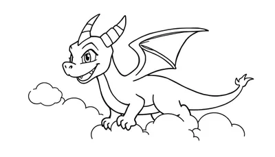 Placa de color de Spyro el dragón sonriendo entre las nubes.