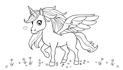 Unicornio alado para colorear en una placa de color.