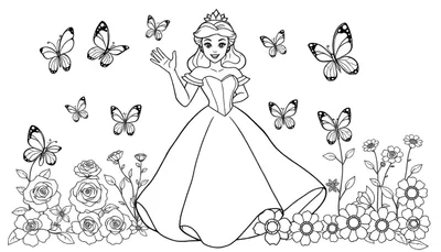 Placa de color de la Princesa Bella sonriendo y saludando rodeada de mariposas y flores.