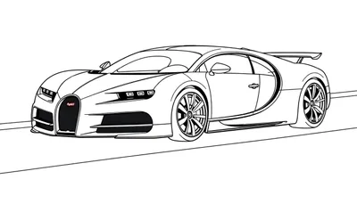 Placa de color de un coche deportivo Bugatti listo para colorear.