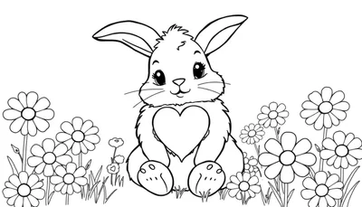 Un adorable conejito listo para colorear en una placa de color.
