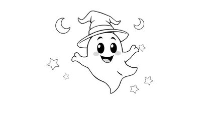 Placa de color de un fantasma amigable con sombrero de mago.