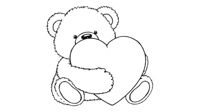 Placa de color de un osito de peluche abrazando un corazón.