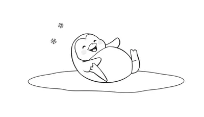 Una placa de color con un pingüino feliz durmiendo.
