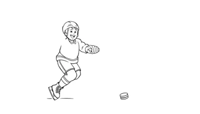 Placa de color de un niño jugando al hockey sobre hielo.