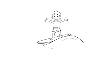 Un niño feliz en una placa de color surfeando una gran ola.