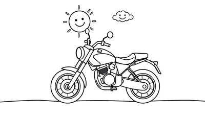 Placa de color de motocicleta con sol y nubes sonrientes.