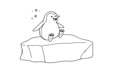 Pingüino alegre en un bloque de hielo para colorear
