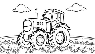 Placa de color de un tractor amigable en un campo.