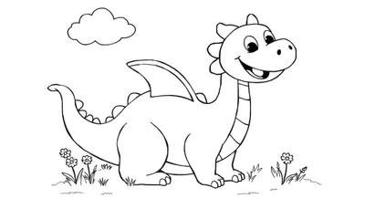 Placa de color de un dragón caricaturesco amigable