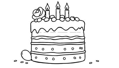 Placa de color de un pastel de cumpleaños adornado con velas y bayas.
