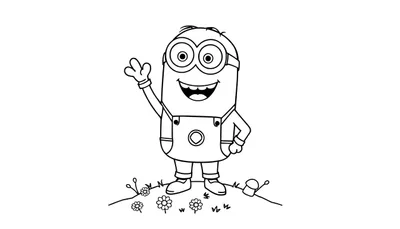 Una placa de color de un Minion saludando.