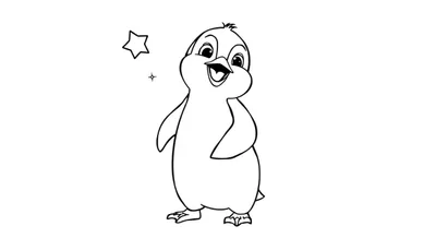 Pingüino de dibujos animados cantando, con una placa de color para colorear.