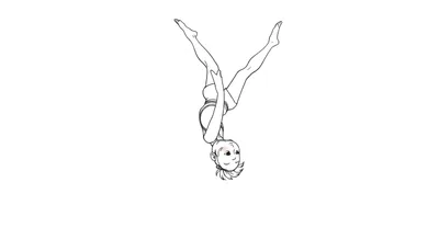 Placa de color de una gimnasta haciendo una parada de manos.