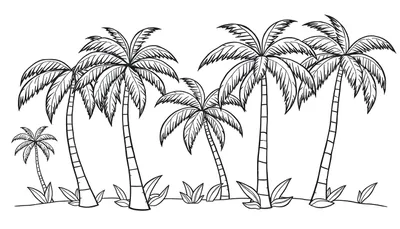 Una placa de color con palmeras en blanco y negro.