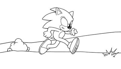 Placa de color: Sonic el Erizo corriendo en blanco y negro.