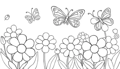 Placa de jardín para colorear con flores y mariposas.