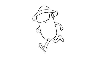 Un tripulante de Among Us con una gorra grande corriendo, listo para colorear. Esta placa de color es genial.