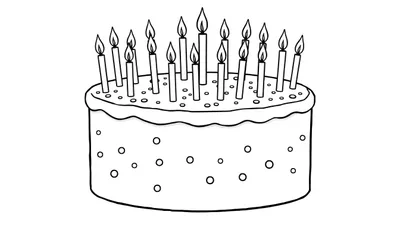Placa de color de un pastel de cumpleaños con muchas velas encendidas y confeti.
