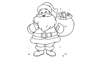 Papá Noel sonriente con su saco de regalos, listo para colorear con la placa de color.